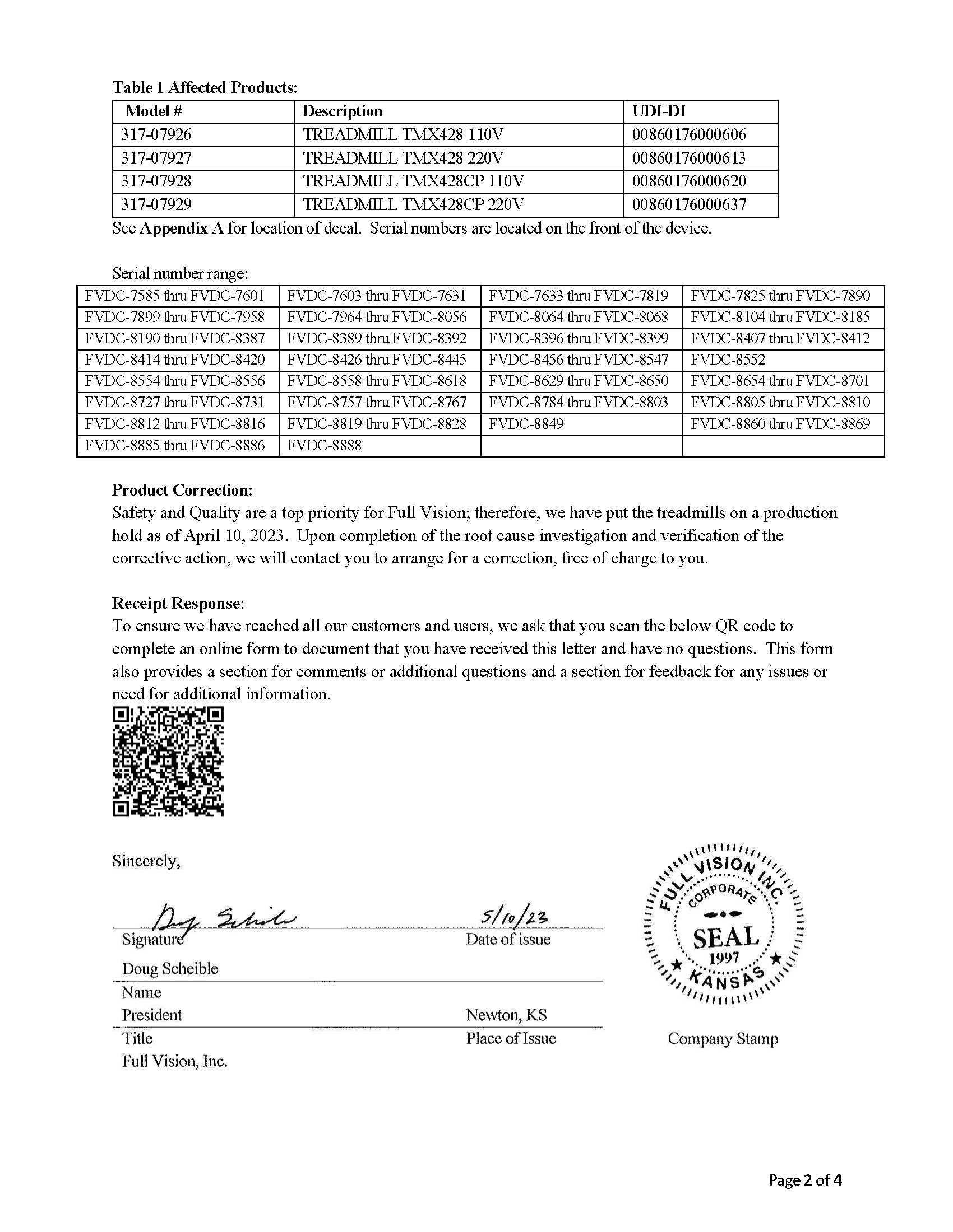 Letter Uncommanded Accelerate, Reverse, Stop Correction 20230510 ...